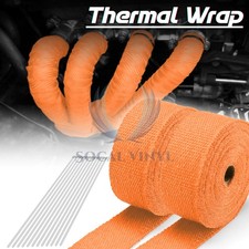 2 Roll X 2 50ft Orange Exhaust Thermal Wrap Manifold Header Isolation Heat Tape