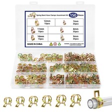 150Pcs Spring Band Hose Clamps Assortment Kit 7-12mm Spring Steel Fuel Line