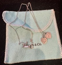 Return to Tiffany Double Heart Tag Pendant in Silver Mini With Pouch