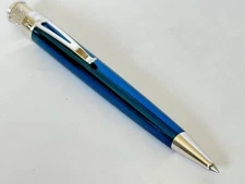 Handsome Retro 51 Tornado Ballpoint Pen Blue Lacquer Chrome Knurled Top NO INK