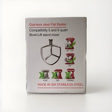Unused Stainless Steel Flat Beater 5/6 Quart Bowl Lift Stand Mixer Kitchen Tool