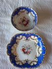 Antique Coalport John Rose Blue Floral Sandwich plate and Slope bowl..c.1820.