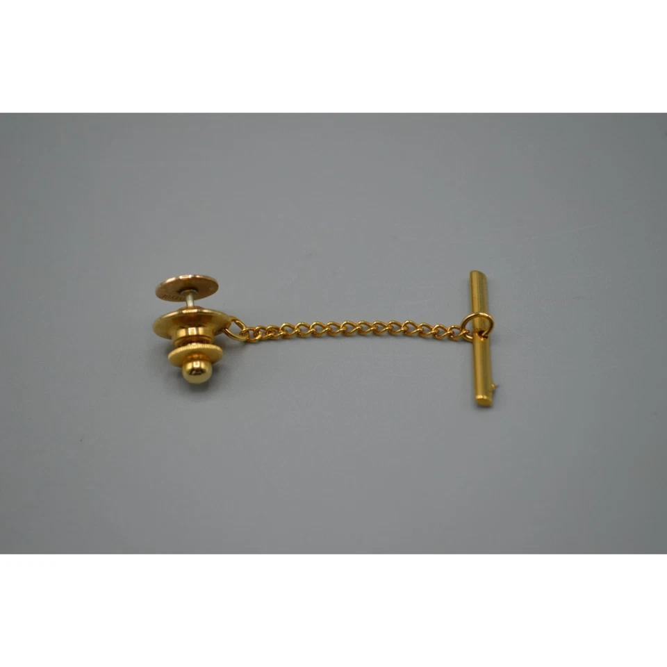 10K Gold Tie Tack Lapel Jacket Pin Fob Monogram M or W Hallmark B in Octagon - Image 2 of 4