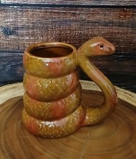 Ceramic Coiled Snake Mug Cup Brown Red Collec...