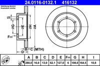 2X ATE Bremsscheibe 24.0116-0132.1 FüR Nissan F24W Cabstar NT400 F24M DCI F91AN