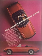 1977 MGB Convertible PRINT AD British Leyland MG VTG 1970s World Biggest Sunroof