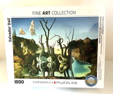 Sealed Salvador Dali Puzzle EuroGraphics 1000Pc Swans Reflecting Elephants 19x26