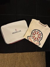 Moncler Pullover Herren Gr. M Weiß Creme Logo Oberteil Sweatshirt Casual Men