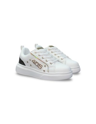 4US Junior Unisex Sneaker mit Schnürung und Reißverschluss, By Paciotti - BIAGLI (Weiß/Glit