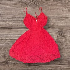 Vintage Delicates Lace Slip mini Dress Red Size medium