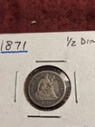 1871 SEATED LIBERTY SILVER HALF DIME  VERY GOOD+ CONDITION