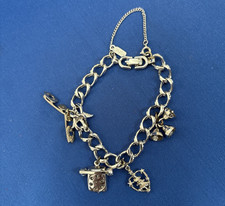 MONET Charm Bracelet Telephone, Bells, Tree, Bird  Vintage Skates