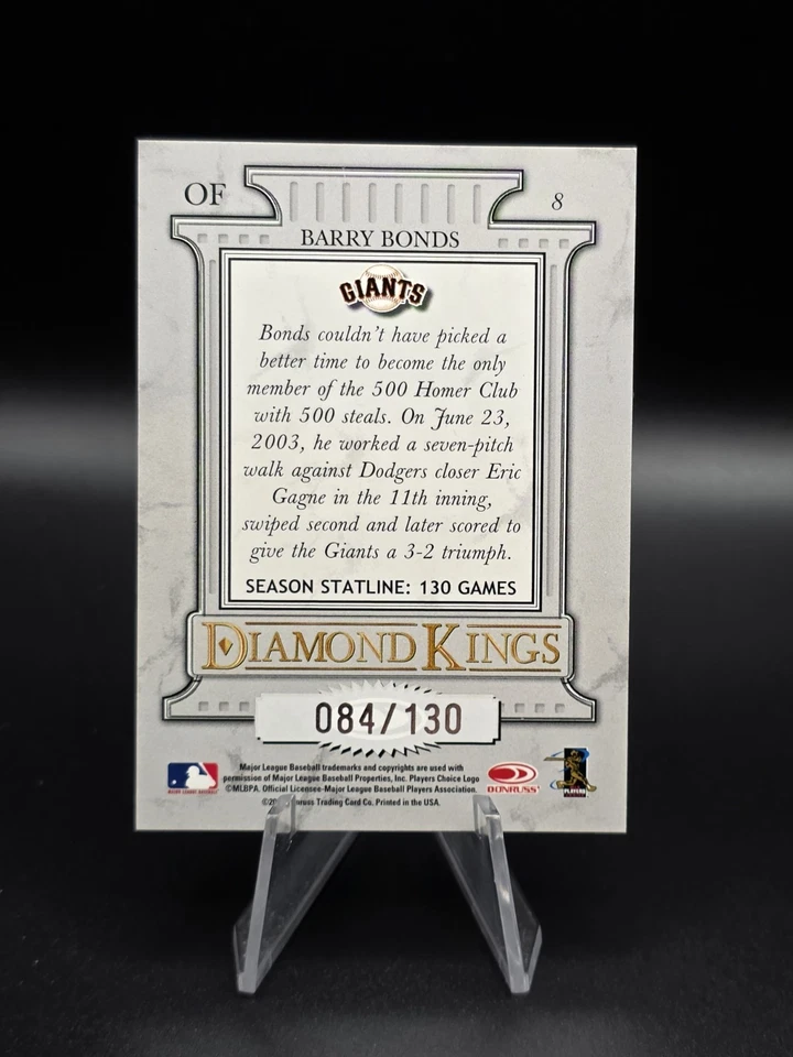 Barry Bonds /130 - 2004 Donruss, Diamond Kings, Season Stat Line - Image 2 of 2