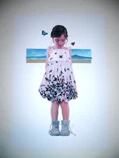 Nate Frizell print Girl with Butterflies hand painted multiple HPM hand-finished