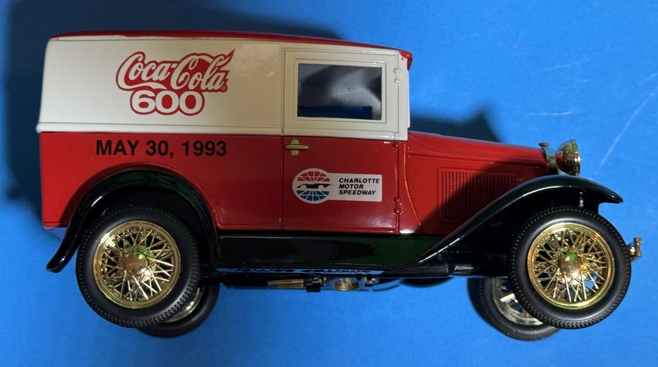 1993 Charlotte Motor Speedway Coca Cola 600 Ford Model A Van Diecast Bank in Tin - Image 3 of 4