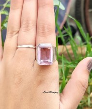 Handmade Rose Quartz 925 Sterling Silver Statement Ring Jewelry All Size