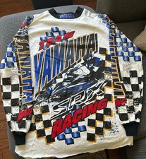 Vintage Yamaha Snowmobile Racing Shirt Long Sleeve Size XL All Around Print EUC