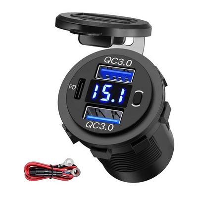 Black USB C Car charger Outlet Socket Durable Replacement Car Charging adapter