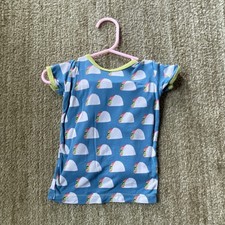 KicKee Pants Blue Rainbow Pajama Set 18-24 Months Short Sleeve Bamboo Knit