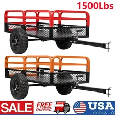 Heavy Duty Utility Cart Cargo Trailer Tow Behind Dump Cart 1500lbs For ATV / UTV