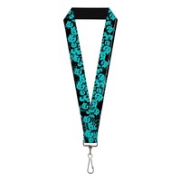 "Buckle-Down Lanyard-1.0\"-Skulls Stacked Weathered Black/Teal One Siz (Us Import)"