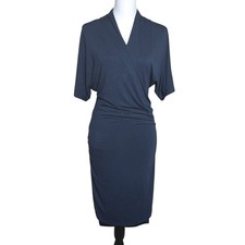 Banana Republic Ruched Wrap Sheath Dress Navy Blue Womens Size S