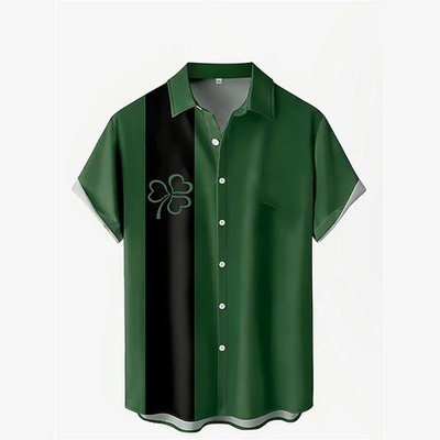 Lucky Truck Clover St Patricks Day Hawaiian Shirt Short Sleeve Button Up