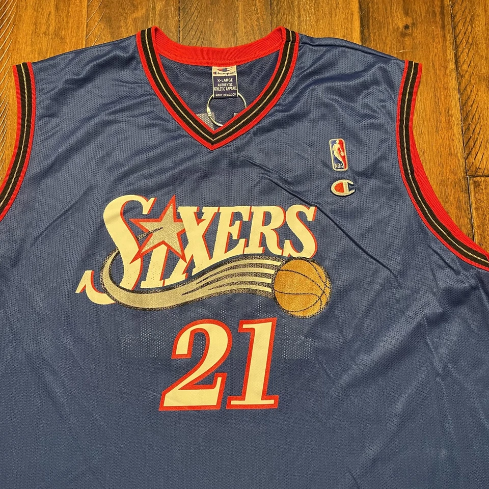 Philadelphia 76ers Jersey Mens XL Gray NBA Basketball Larry Hughes 21 Champion - Image 4 of 4