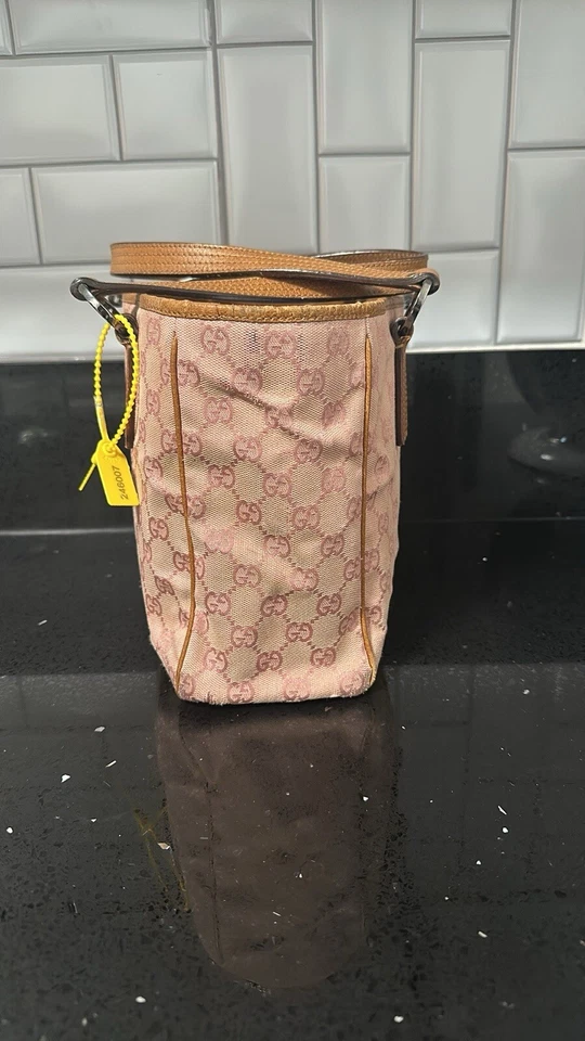 Authentic Women’s Pink Gucci double G Monogram Purse Small Tote - Image 4 of 4
