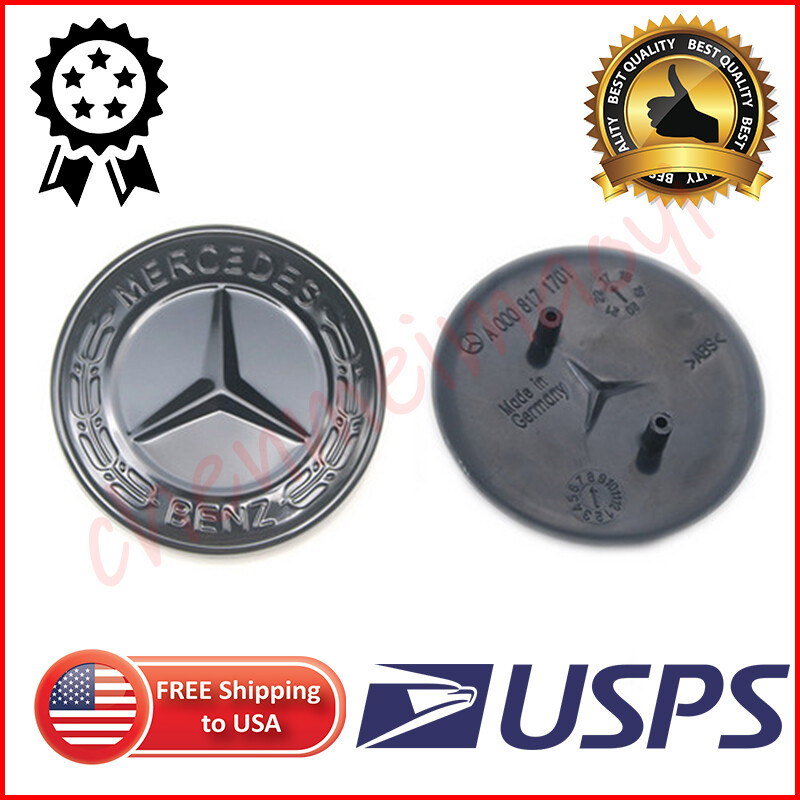 AMG MERCEDES-BENZ Glossy Black WREATH FLAT BONNET BADGE EMBLEM A0008171701