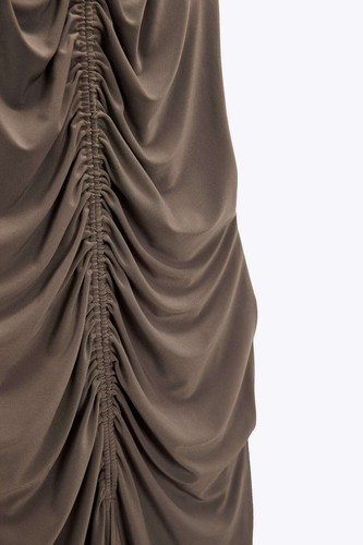 ABITO MIDI DONNA ZARA NUOVO CON ETICHETTE FW22 ARRICCIATO VISONE 1165/521_S,M - Foto 8 di 10