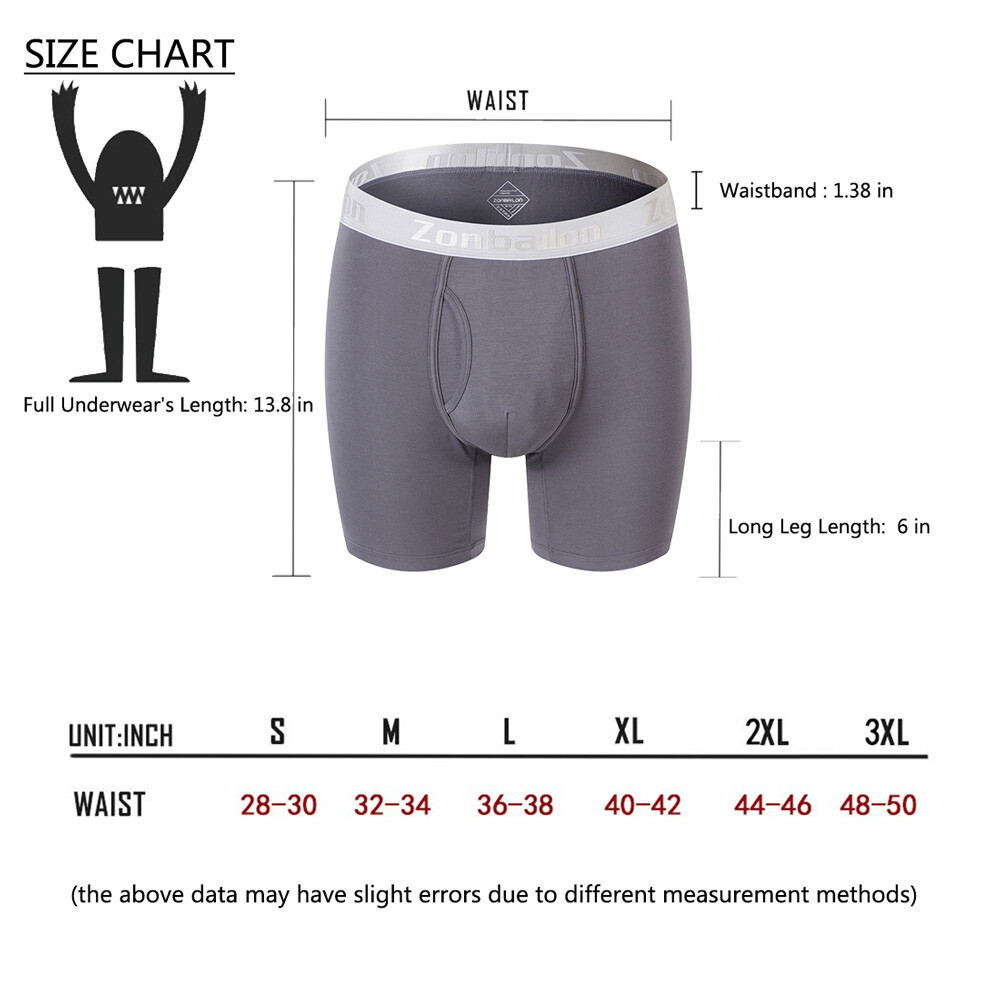 Zonbailon Men's Underwear Bamboo Long Leg Breathable Pouch Fly