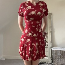 Reformation Selfridges Floral Burgundy Red Dress Size UK 6 and US 4