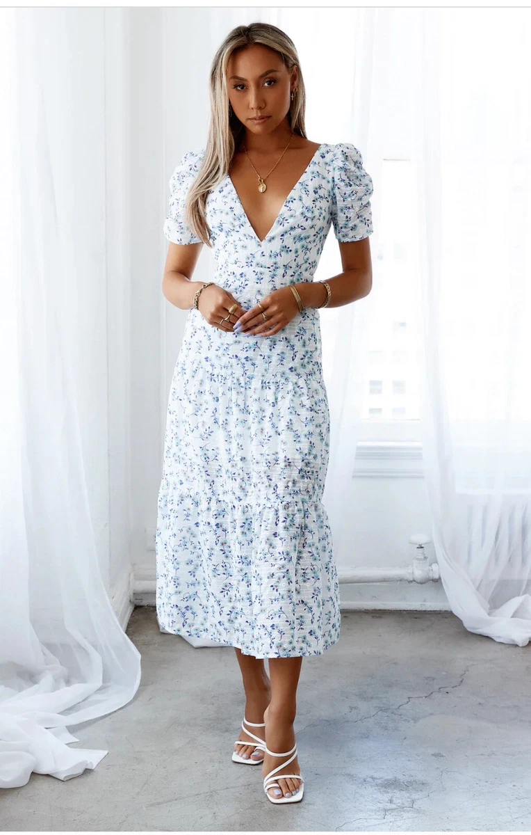 HELLO MOLLY FLOWER GARDEN MIDI DRESS BLUE Size 2 eBay