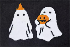 Halloween Bathroom Rug Ghost Theme, Plush Polyester Bath Mat, 20 x 30 inches