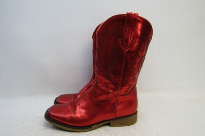 Red Cowboy Metallic Western Booties Western Boots Red Electric