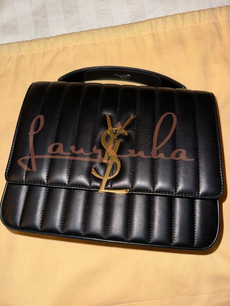 YSL VICKY Saint Laurent Large Monogram BLACK Leather Bag