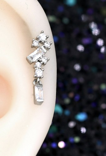 Gem Crystal Ear Cartilage Helix Ring Bar Stud Ear Cuff Climber Piercing Earring - Picture 132 of 268