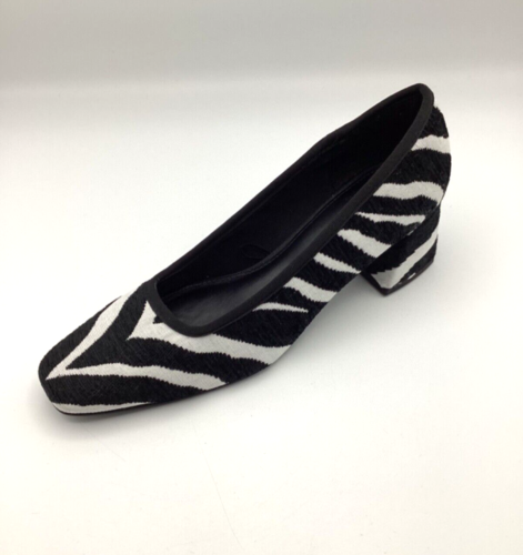 Next Womens Ladies Textile Black White Zebra Mid Heel Court Shoes Size UK 5 New - Picture 1 of 7