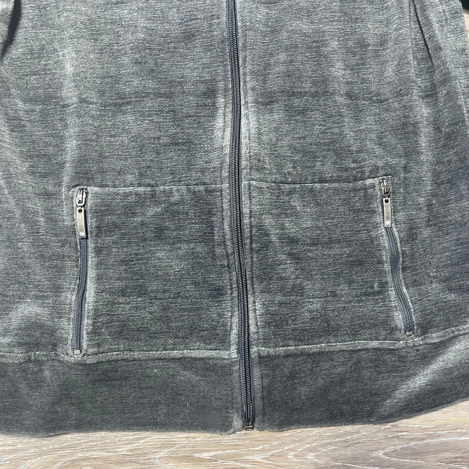 Merona Velour Sweatshirt Size Medium Gray Full Zip Thermal Mock Neck - Image 4 of 4
