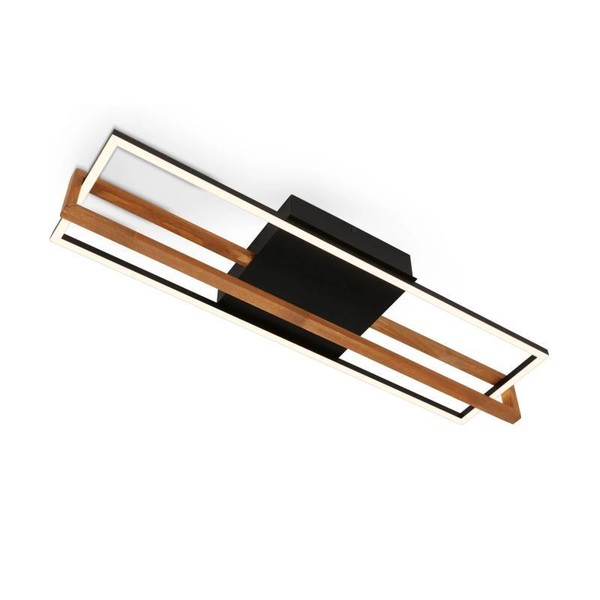 Briloner Led Deckenleuchte Schwarz Mit Holz 22W 740X210X110Mm-image