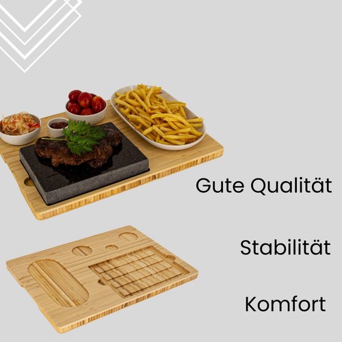 Lavastein Steakbrett, Servierplatte, Bambusbrett mit Hot Stone Grill, Steak Gril - Picture 7 of 9