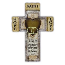 Abbey Gift Faith, Hope, and Love Marriage Wall Cross with Bible Verse Wedding...