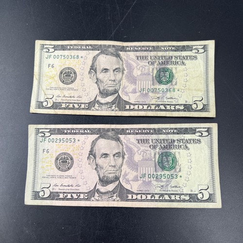 Lot of 2 2009 * Star $5 FRN Federal Reserve Notes Circulated #053 - Picture 4 of 8
