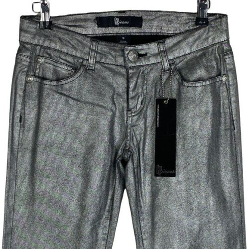 CP Jeans Gray Silver Metallic Skinny Jeans Women's Junior 5 Low Rise NEW - Picture 3 of 10