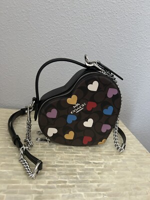 Coach Heart Crossbody In Signature Canvas With Heart Print Sv
