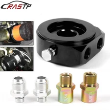 Black Aluminum Oil Filter/Cooler Sandwich AN10 Block Adapter Gauge Sensor Plate