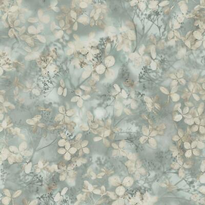 Clover Blossom Wallpaper Textured Floral Leaves Vinyl Erismann 10415-07 Sage