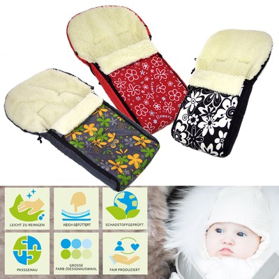 BAMBINIWELT Winterfusack FUSACK fr Kinderwagen Buggy WOLLE DESIGN (90cm)  | eBay.de