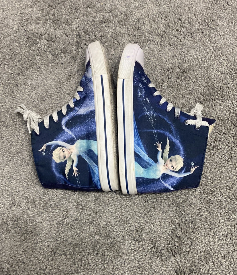 Niñas Jóvenes Elsa Lona Pantalla Alta Gráfica Zapatilla Azul Blanco Disney Frozen 5 Foto 3 de 4